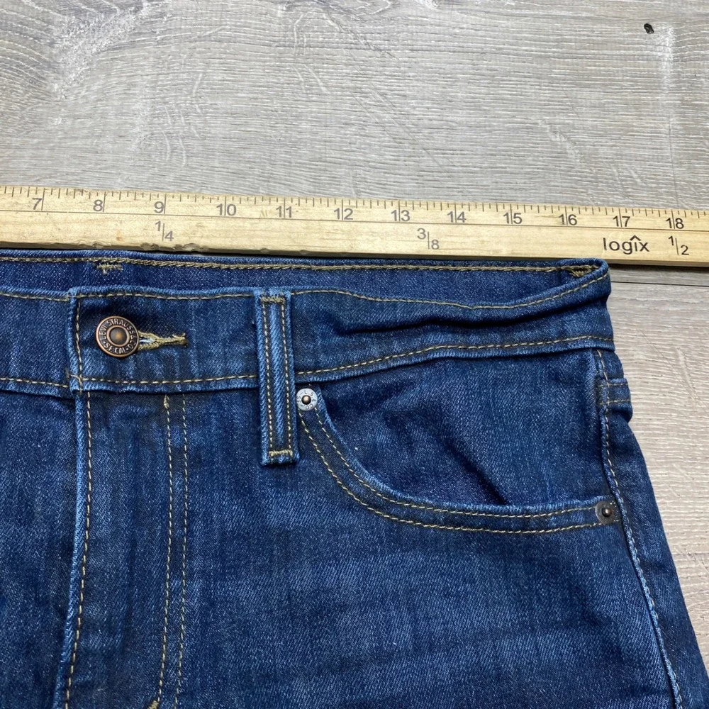 Levi 511 Slim Fit Jeans Mens 33x34 Blue Stretch Denim Casual Damaged Zipper